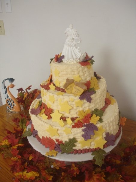 Fall Wedding Cake 12 8 6 rounds Vanilla Yellow Cake with Chocolate 
