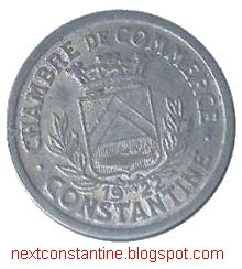 Armoiries de Constantine sur une piece de monnaire de la Chambre du commerce 1922