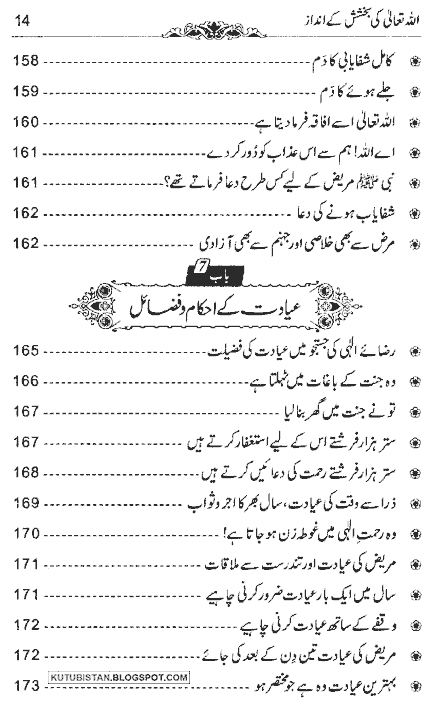 Index of Allah Taala Ki Bakhshish Ke Andaz Book