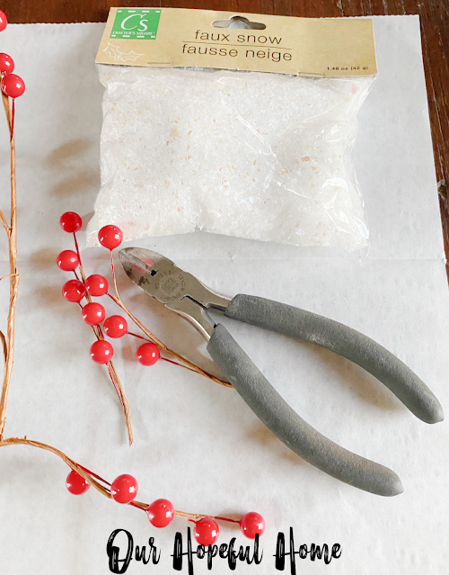 red berry sprig wire cutters faux snow craft supplies