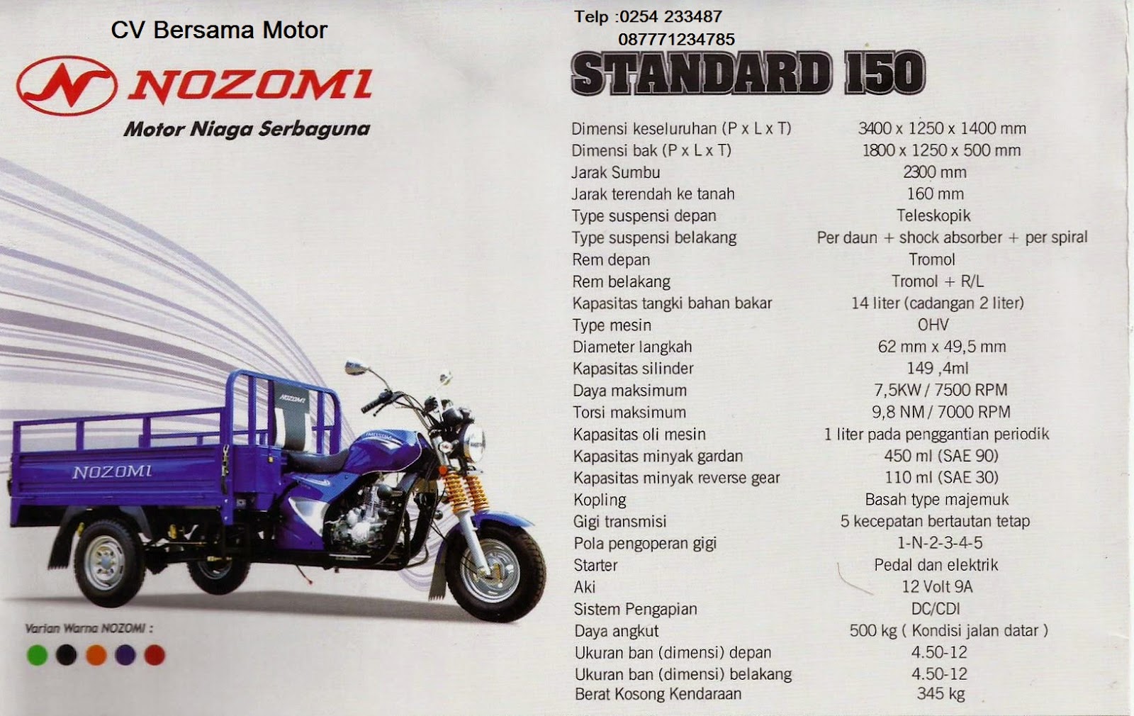 CV Bersama Motor Dealer Dan Bengkel Resmi Motor Roda Tiga Motor