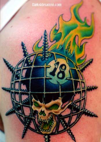 Skull Tattoo with Fire on Arm on Tuesday December 1 2009