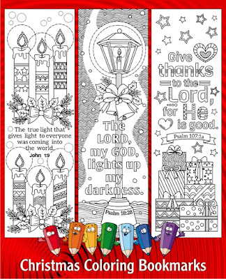 Christmas coloring bookmarks etsy