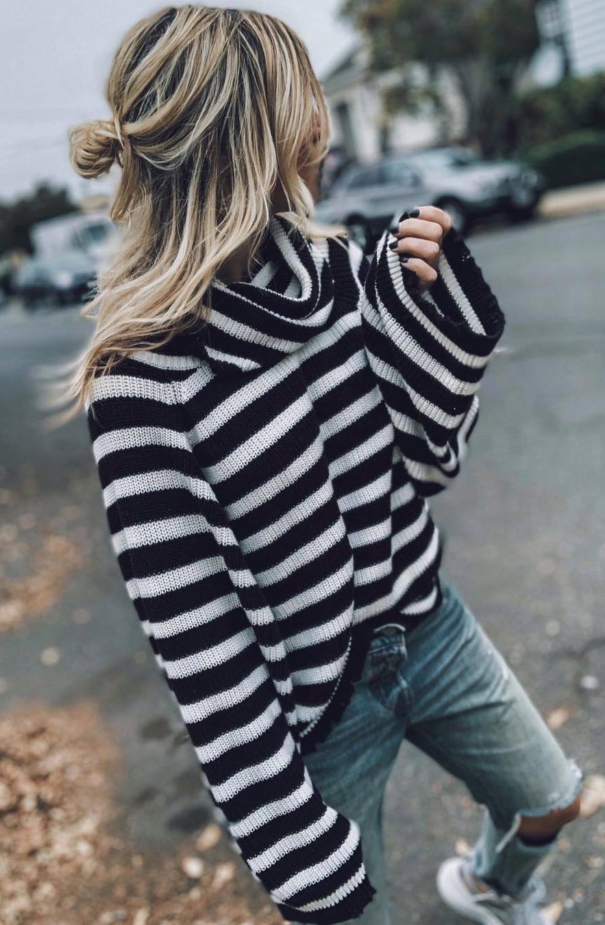 comfy look | striped sweater and boyfriend jeans