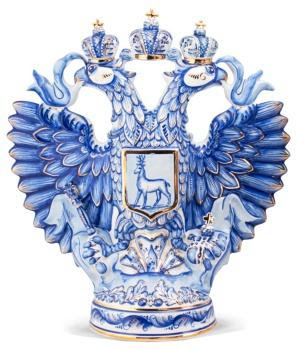 Гербовая водка Vodka in a bottle similar on coat of arms of Russia