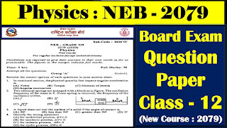 Class 12 Physics Board Exam Questions Paper 2079 Solution