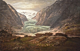 Norvège : le galcier de Nigar peint par Johan ChristianDahl : Nigarsbreen (1844)