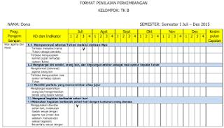 Format Penilaian Bulanan PAUD/ TK Kurikulum 2013