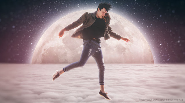 Jumping to The Moon Photoshop Manipulation Tutorial
