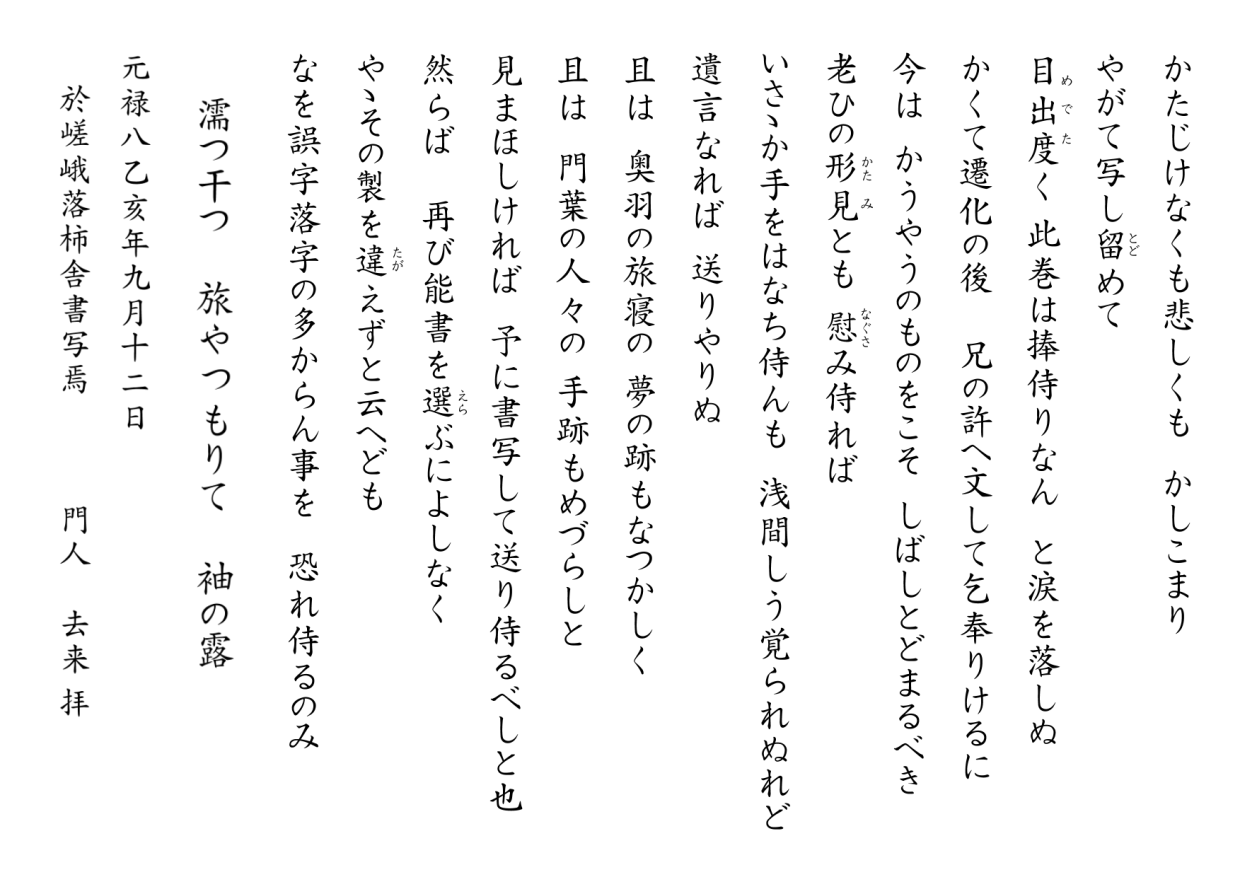 原文でも読める おくのほそ道 9月 14