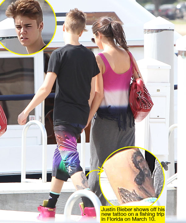 Justin Bieber's New Praying Hands Tattoo on His Left Leg