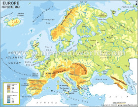 europe continent physical map