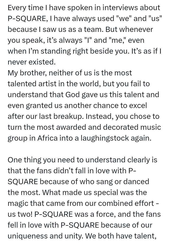 Psquare: Peter Okoye writes "Open Letter to dear brother Paul Okoye aka Rudeboy"