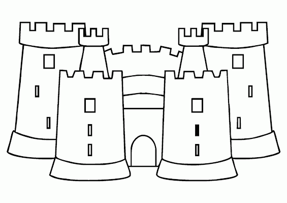 Gambar Mewarnai Castle, Benteng Kerajaan, Istana - Contoh 
