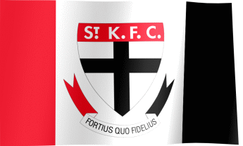 The waving fan flag of the St Kilda Football Club with the logo (Animated GIF)