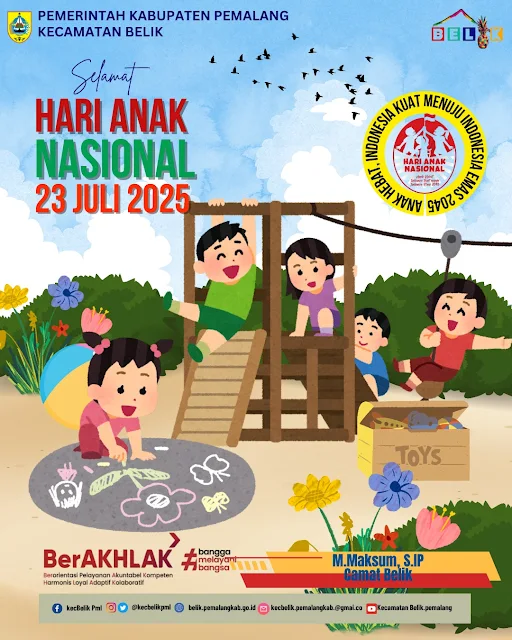 Camat Belik Mengucapkan Selamat Hari Anak Nasional 2025: Anak Terlindungi, Indonesia Maju