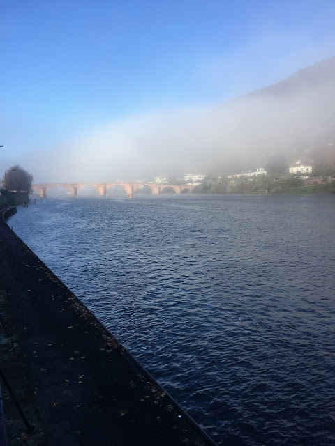 Foggy Old Bridge Heidelberg and Neckar River