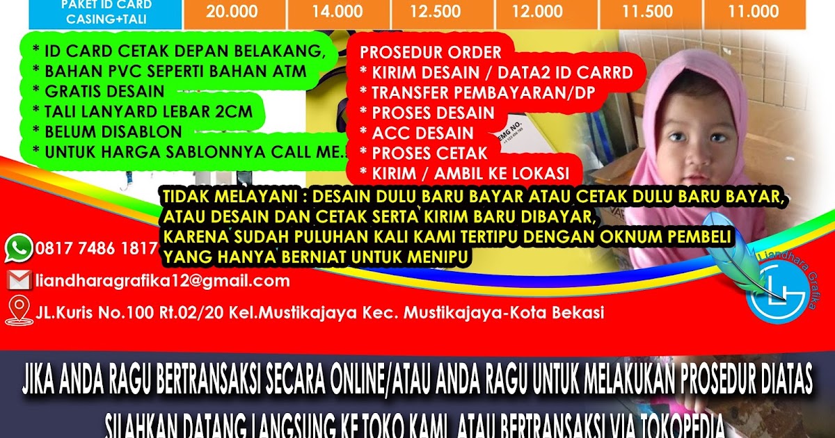 Daftar Harga Cetak  Id Card Mustikajaya Bekasi  Cetak  Pin 