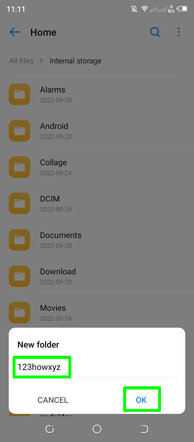 name new folder android