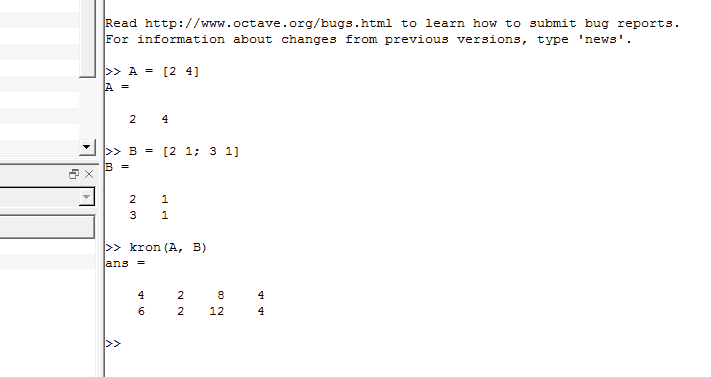 Produto de Kronecker no Octave