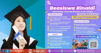 Pendaftaran Beasiswa Rinaldi 2022 untuk SMP, SMA, DIPLOMA, S1, S2