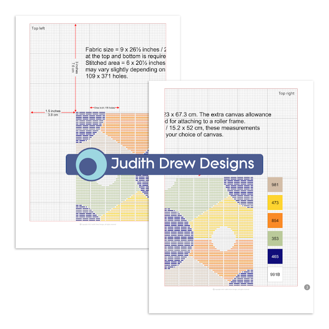 Judith Drew Designs easy to follow canvas work pattern charts and instructions.