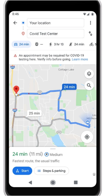 Google Maps Covid-19 Update