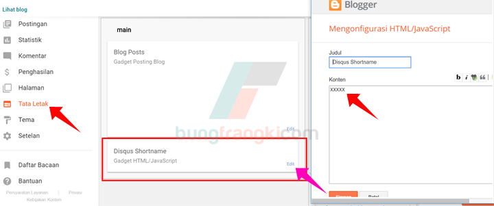 Cara Pasang Disqus Comment, dan Membuat Disqus Shortname Bisa Diedit pada Menu Layout Blogger