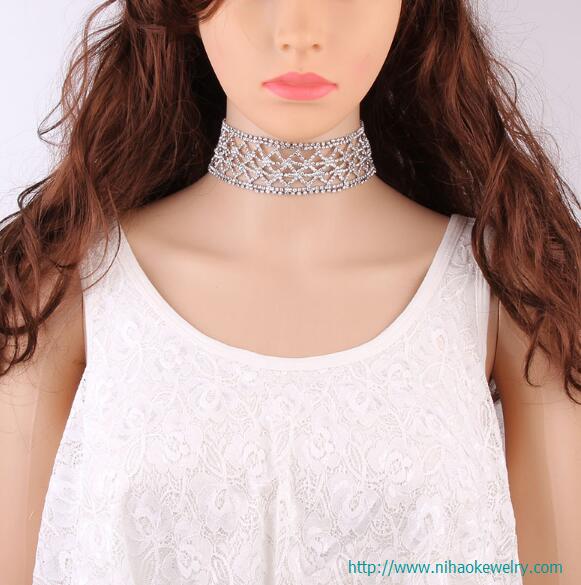 Simple alloy Diamond necklace (Silver) 