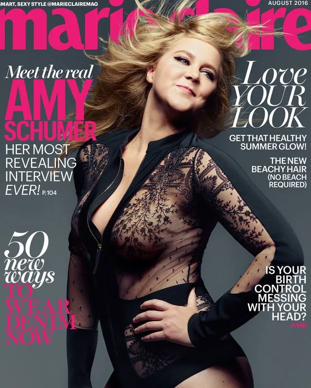 Amy Schumer wears sheer bodysuit for Marie Claire August 2016