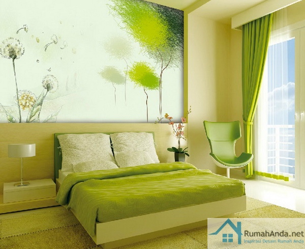 60 Desain Kamar  Tidur Warna Hijau Minimalis Modern 