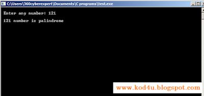 C Program Check Given Number Is Palindrome Or Not