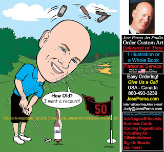 50th Birthday Golfer Caricature Gift Idea