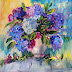 Hydrangea in pot loose painting