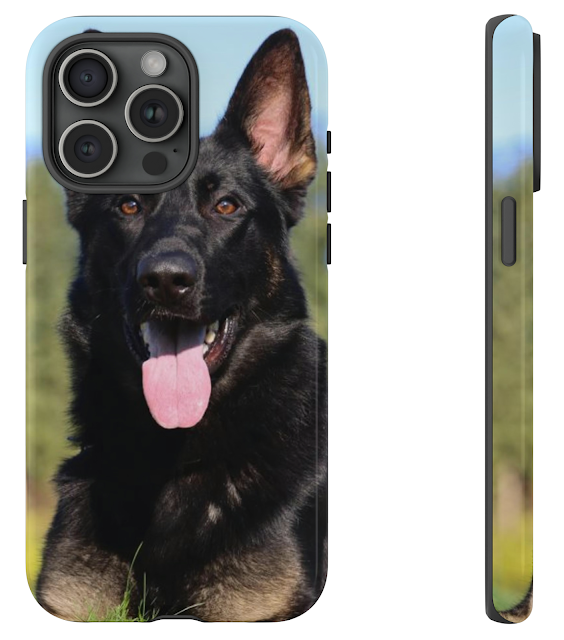 iPhone 15 Pro Max Tough Case With Working Line German Shepherd Very Large, Handsome Bi-color Classic Brown Markings on the Legs and Body