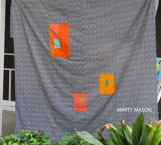 Peach Festival Raffle Quilt 2018 -improvisational - designed and pieced by Marty Mason