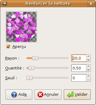 augmentation netteté tuto glitters gimp