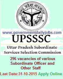 UPSSSC RECRUITMENT 2015 TECHNICAL ASSISTANT & OTHER VACANCIES