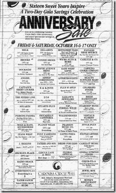 Sixteenth Anniversary Ad October 16, 1992