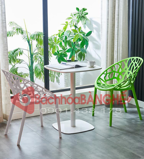 Bộ bàn decor ghế nhựa cafe tiếp khách cửa hàng văn phòng 242