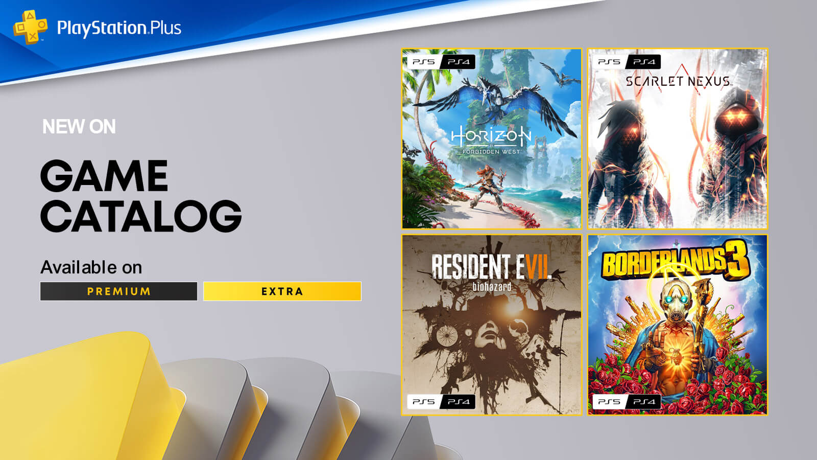billbil-kun on X: PREMIERE February 2023 PS Plus Game Catalog additions  🔹Horizon Forbidden West 🔹Scarlet Nexus 🔹Resident Evil 7: Biohazard  🔹Borderlands 3 🔹And more to come ⌛️Available from February 21th  #PlaystationPlus #Extra #