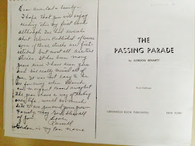 Climbing My Family Tree: Photocopy of The Passing Parade by Gordon Bennett cover, with inscription to my grandmother, sent me by my Aunt