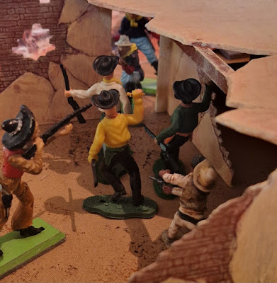 Playing a tabletop wargame based on For a few dollars more scenario. Old West miniatures made by Airfix knock off cowboys.