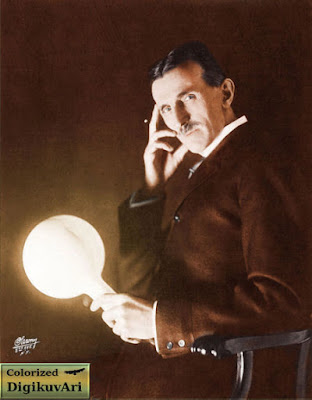 Nikola Tesla, color, colorized, colorization.