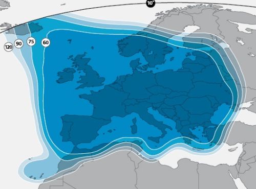 تغطية قمر أسترا 1N 19° شرقا