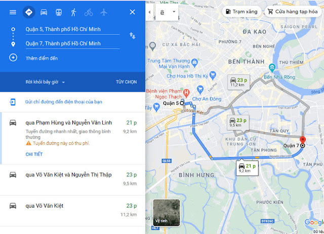 di chuyển từ Quận 5 đến Quận 7