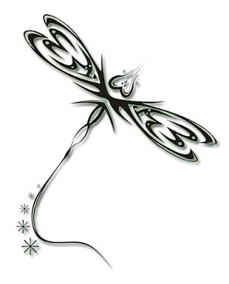 Dragonfly-slim-lines-tribal-tattoo-stencil