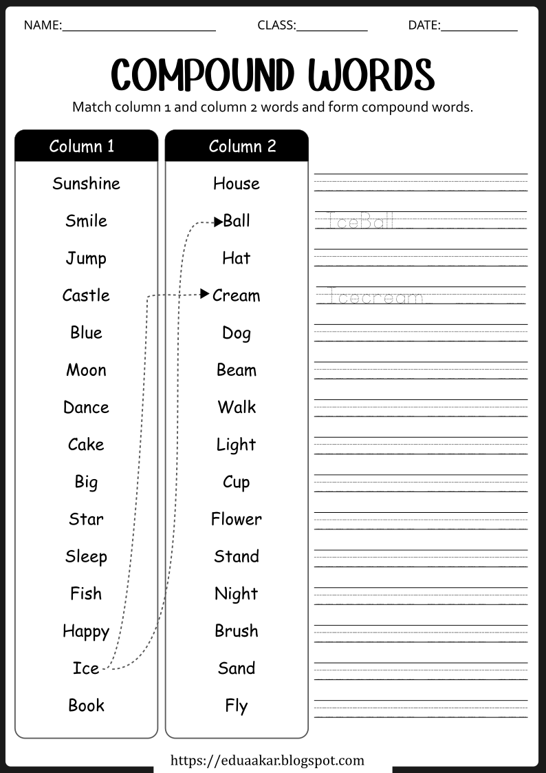 Compound Words Matching Worksheets