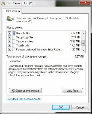 langkah-langkah untuk melakukan Disk Clean Up pada Harddisk 