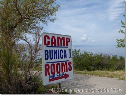 Croatia Camping Guide - Camp Bunica Sign